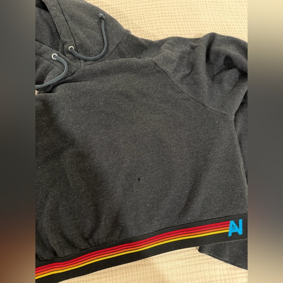 Aviator Nation Black Hoodie with Rainbow Trim - Picture 9 of 10
